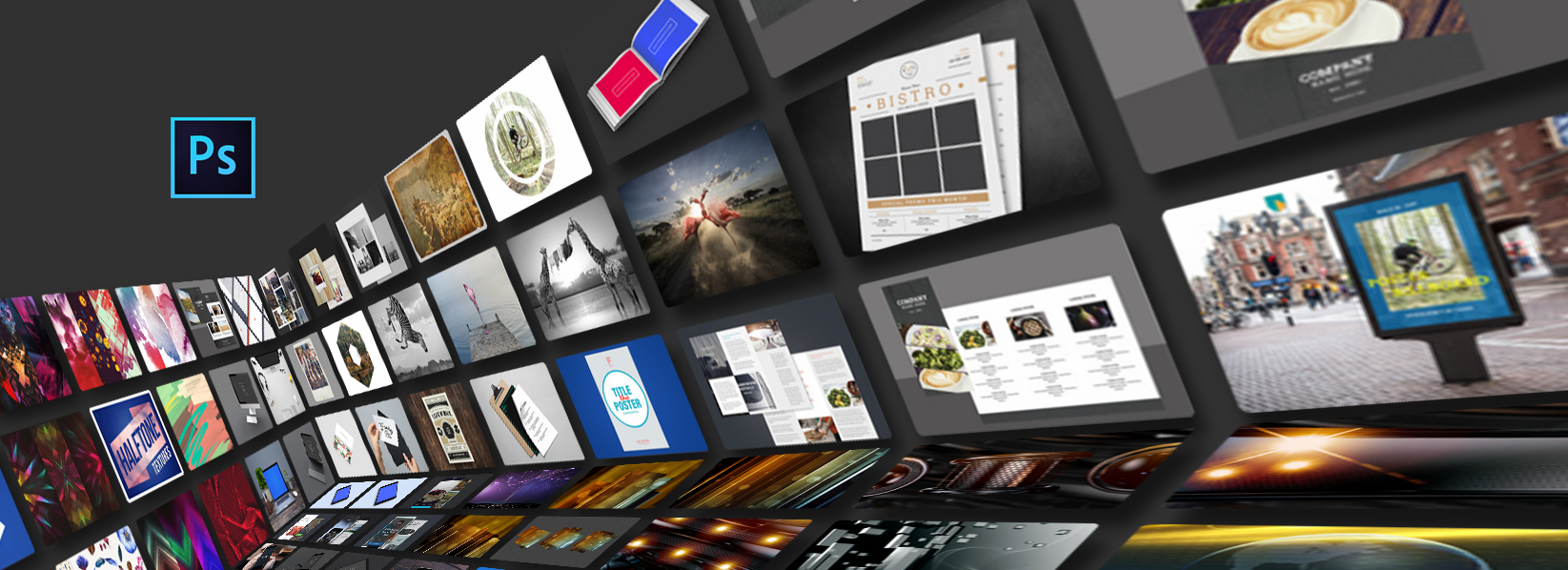 Photoshop利用 Adobe Stock 中丰富的模板和空白预设